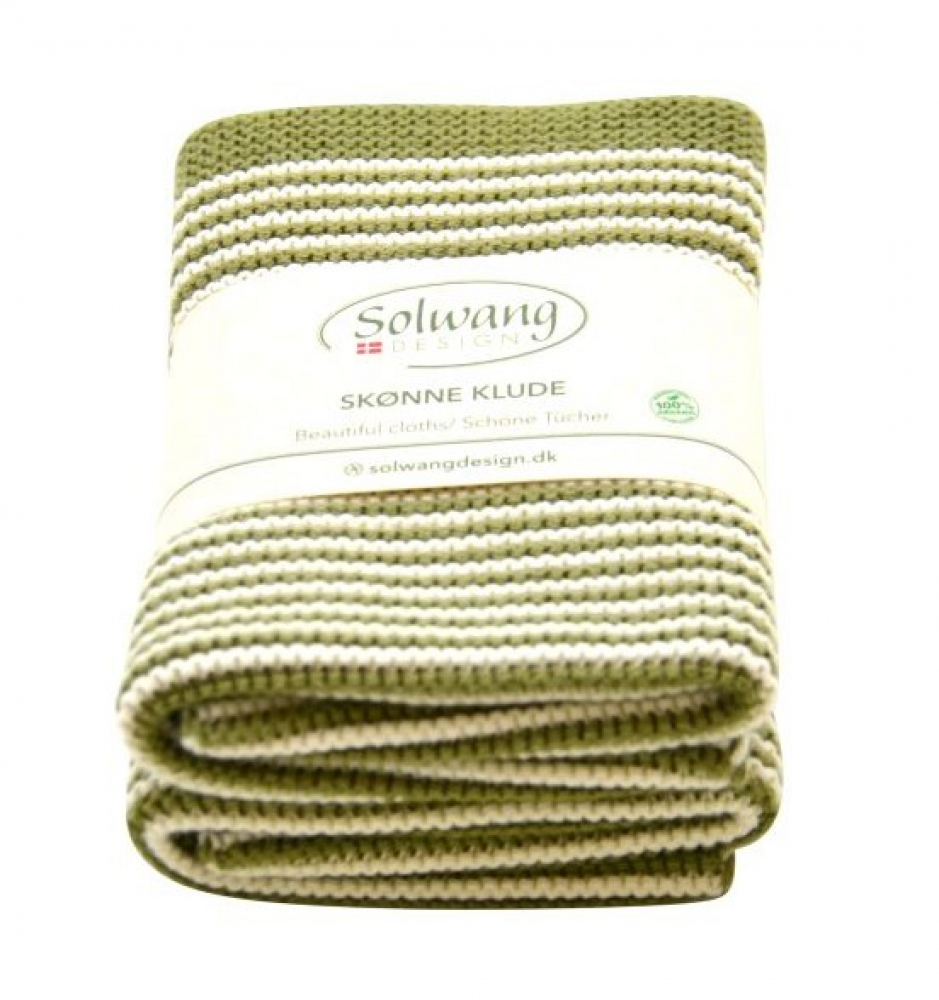 Wischtücher 2er Set Natur / Olivgrün Streifen von Solwang Design